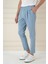 Comfort Fit Beli Tokalı Çift Pileli Havacı Mavi Jogger Pantolon P 1172 3