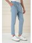 Comfort Fit Beli Tokalı Çift Pileli Havacı Mavi Jogger Pantolon P 1172 4