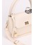 Kadın Krem Charm Detaylı Fularlı Ayarlanabilir Askılı El Omuz ve Çapraz Çanta Teo 5