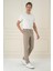 Comfort Fit Gofre Dokulu Beli Lastikli Pileli Bej Jogger Pantolon P 1174 2