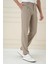 Comfort Fit Gofre Dokulu Beli Lastikli Pileli Bej Jogger Pantolon P 1174 3