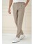Comfort Fit Gofre Dokulu Beli Lastikli Pileli Bej Jogger Pantolon P 1174 4