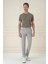 Comfort Fit Gofre Dokulu Beli Lastikli Pileli Gri Jogger Pantolon P 1174 2