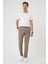 Comfort Fit Beli Lastikli Dokulu Koyu Bej Jogger Pantolon P 1186 1