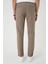 Comfort Fit Beli Lastikli Dokulu Koyu Bej Jogger Pantolon P 1186 5