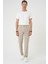 Comfort Fit Beli Lastikli Pileli Bej Jogger Pantolon P 1182 1