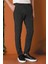 Comfort Fit Beli Lastikli Pötikareli Casuel Siyah Pantolon P 1149 3