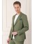 Comfort Fit Çift Yırtmaç İtalyan Çizgili Keten Casual Haki Ceket C 671 3