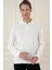 Fitilli Dokuma Düğmeli Polo Yaka Ekru Triko Kazak Tr 887 2