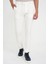 Slim Fit Yan Cepli Esnek Düz Beyaz Pamuk Pantolon P 1197 3