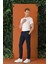 Comfort Fit Beli Lastikli Pötikareli Casuel Lacivert Pantolon P 1149 2