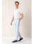 Comfort Fit Beli Lastikli Balıksırtı Dokuma Casuel Mavi Pantolon P 1155 1
