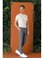 Comfort Fit Beli Lastikli Pötikareli Casuel Füme Pantolon P 1149 2