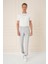 Comfort Fit Çift Pileli Dokulu Esnek Pamuk Gri Mavi Pantolon P 1158 1