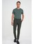 Comfort Fit Beli Lastikli Tek Pileli Dokulu Yeşil Pantolon P 1193 1