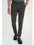 Comfort Fit Beli Lastikli Tek Pileli Dokulu Yeşil Pantolon P 1193 3
