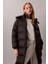 Kadın Regular Fit Kapüşonlu Uzun Şişme Mont - Siyah 4
