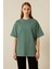 Kadın Bisiklet Yaka Oversize %100 Pamuk t-Shirt 1