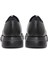 Kalın Taban Flotter Deri Casuel Siyah Ayakkabı 9867 4