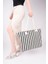 Çizgili Kanvas Kadın Plaj Çantası Omuz Çantası ( Fermuarlı) 8