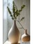 Krem Vazo Seramik El Yapımı Krem Trend Iskandinav 32 cm Büyük Merlin Vazo Modern Çiçek Ahşap Dekor 3