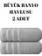 Gri 2'li Set Büyük Boy Banyo Havlusu Duş Vücut Havlusu Yumuşak %100 Pamuk Çizgi Desenli 1