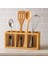 Tezgah Üstü Bambu Kașıklık 3 Gözlü Mutfak Tezgah Üstü Düzenleyici 26X9X13 cm 2