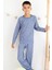 Erkek Çocuk Pijama Takımı Kare Desenli 9-12 Yaş, Mavi 1