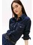 Kadın Uzun Kollu Denim Gömlek – Koyu Mavi 2