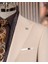 Italyan Stil Slim Fit Ceket Yelek Pantalon Takım Elbise Bej T13959 3
