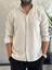 Erkek Oversize Kesim Keten Gömlek Bej ECA007 1