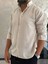 Erkek Oversize Kesim Keten Gömlek Bej ECA007 3