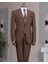 Italyan Stil Slim Fit Sivri Yaka Ceket Pantolon Takım Elbise Kahverengi T14258 1