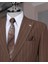 Italyan Stil Slim Fit Sivri Yaka Ceket Pantolon Takım Elbise Kahverengi T14258 3