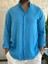 Erkek Oversize Kesim Keten Gömlek Mavi ECA007 1