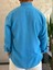Erkek Oversize Kesim Keten Gömlek Mavi ECA007 4
