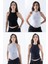 Fitilli Regular Fit Normal Kalıp Siyah-Beyaz-Gri-Lacivert Bisiklet Yaka Sıfır Kol Pamuklu 4'lü Kadın Atlet 1