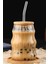 Pinterest Model Bardak - 1 Adet Bambu Kapaklı Çizgili Cam Bardak - Soğuk Kahve Bardağı 2