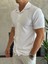 Erkek Slim Fit Dokulu Pamuklu Kısa Kol Gömlek Beyaz ECA011 4