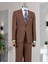 Italyan Stil Slim Fit Ceket Pantolon Takım Elbise Kahverengi T14154 1