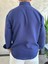 Erkek Oversize Kesim Keten Gömlek Lacivert ECA007 4