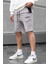 Boyalı Gri Baskılı Erkek Kapri Şort 5487 2