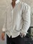 Erkek Oversize Kesim Çizgili Gömlek Beyaz ECA009 3