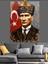 Bayrak Önünde Mustafa Kemal Atatürk Dekoratif Kanvas - Mdf Ahşap Tablo 2