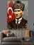 Bayrak Önünde Mustafa Kemal Atatürk Dekoratif Kanvas - Mdf Ahşap Tablo 4