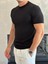 Erkek Slim Fit Pamuklu Bisiklet Yaka Tshirt Siyah ECA021 2