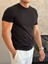 Erkek Slim Fit Pamuklu Bisiklet Yaka Tshirt Siyah ECA021 3