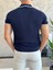 Erkek Slim Fit Triko Polo Yaka Tshirt Lacivert ECA015 5