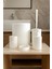 Şık Tasarımlı 5 Parça Beyaz Banyo Takımı, Çöp Kovası Hacmi 6 Litre 3