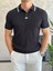 Erkek Slim Fit Triko Polo Yaka Tshirt Siyah ECA015 1